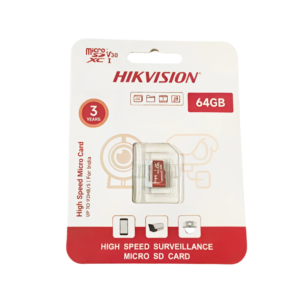 Hikvision Micro SD Card 64GB Class V30 For CCTV Camera and Smart Phone